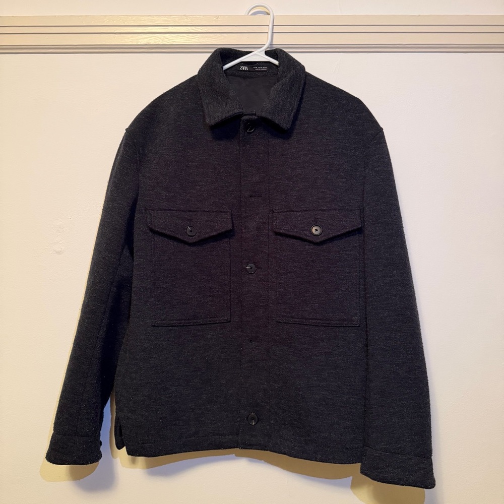 Zara Men's Charcoal Blue Shirt Jacket